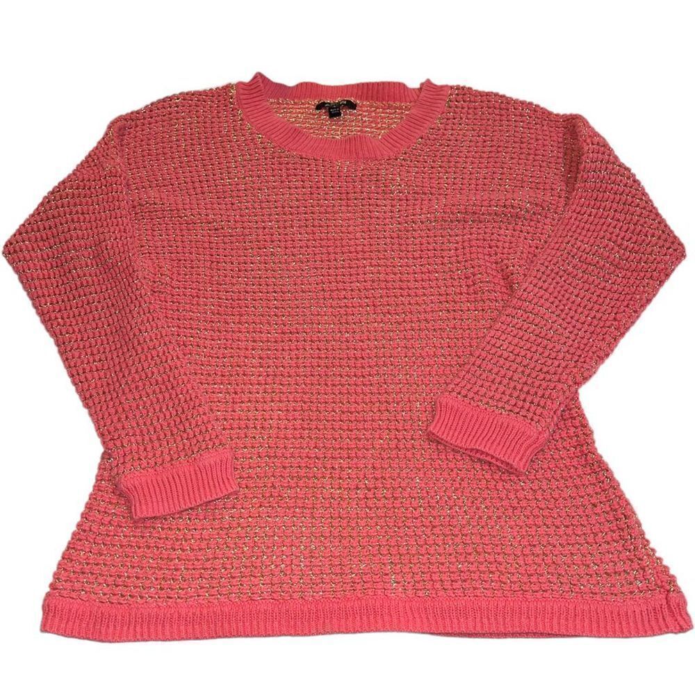Apt. 9 Open Knit Pink‎ & Gold Sweater - Size Small
